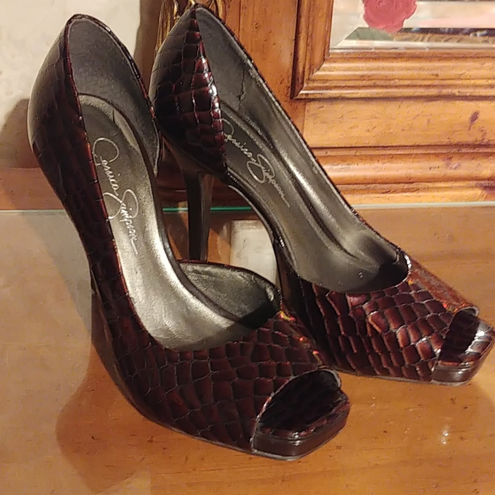 🌺JESSICA SIMPSON🌺 BROWN OPEN-TOE HEELS